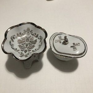 limoges france sharon decor silver overlay frosty floral design art deco